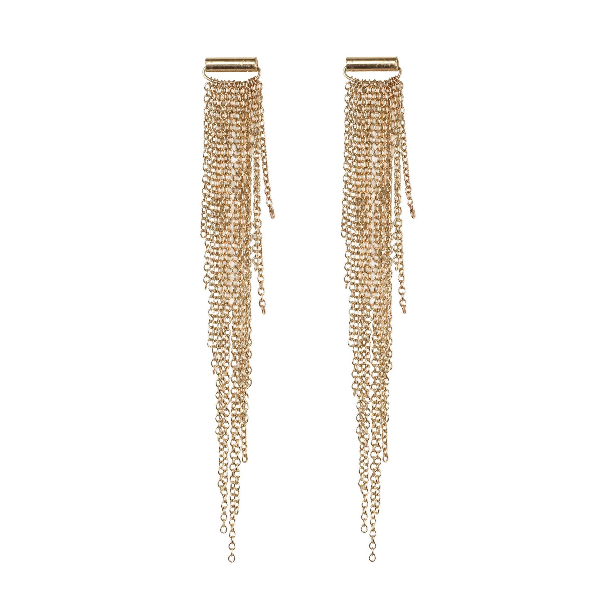 "Swimsuit" Gold Multi-Length Draping Chain Earrings - 2.5" Length - Peridot Fine Jewelry - Sarah Macfadden