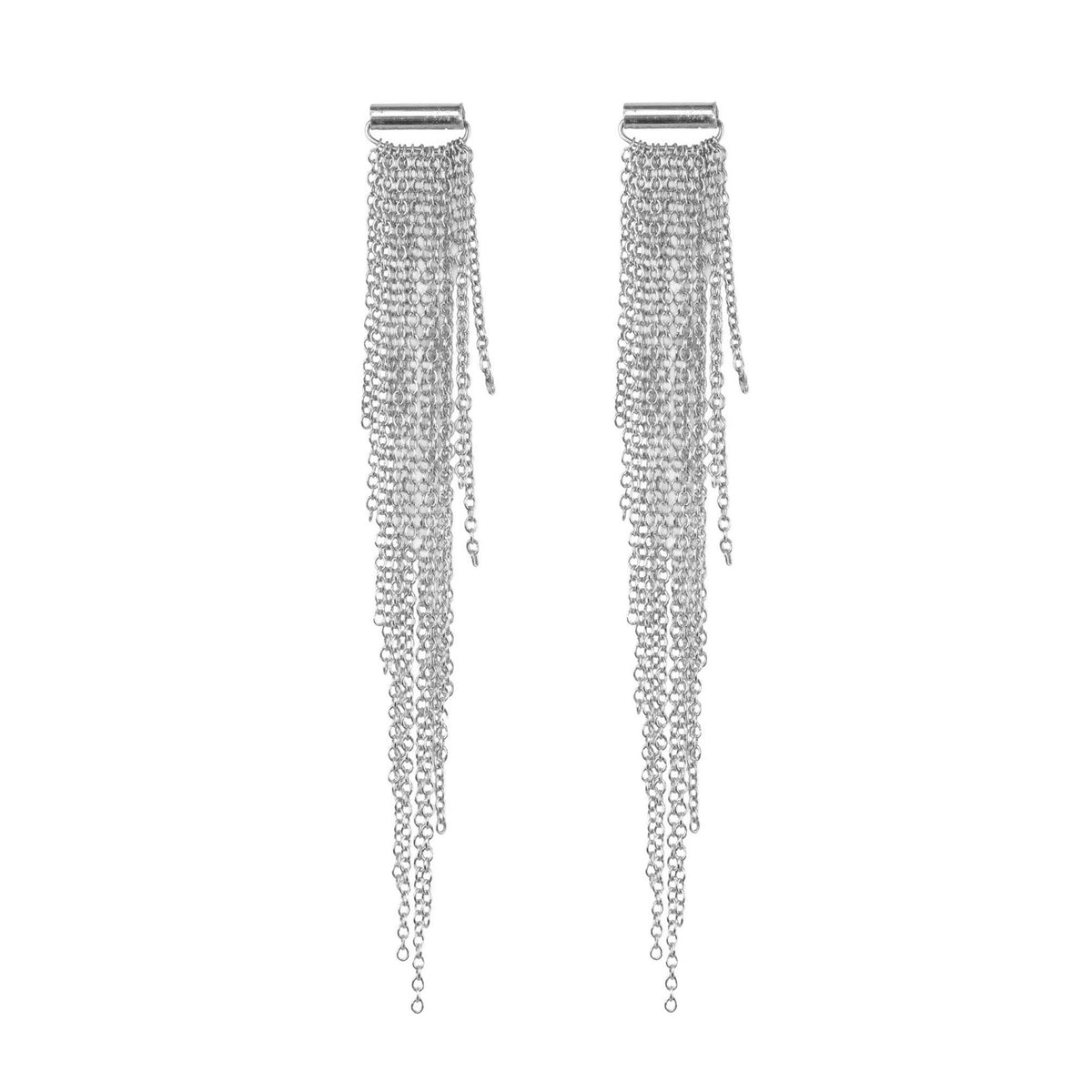 "Swimsuit" Sterling Silver Multi-Length Draping Chain Earrings - 2.5" Length - Peridot Fine Jewelry - Sarah Macfadden
