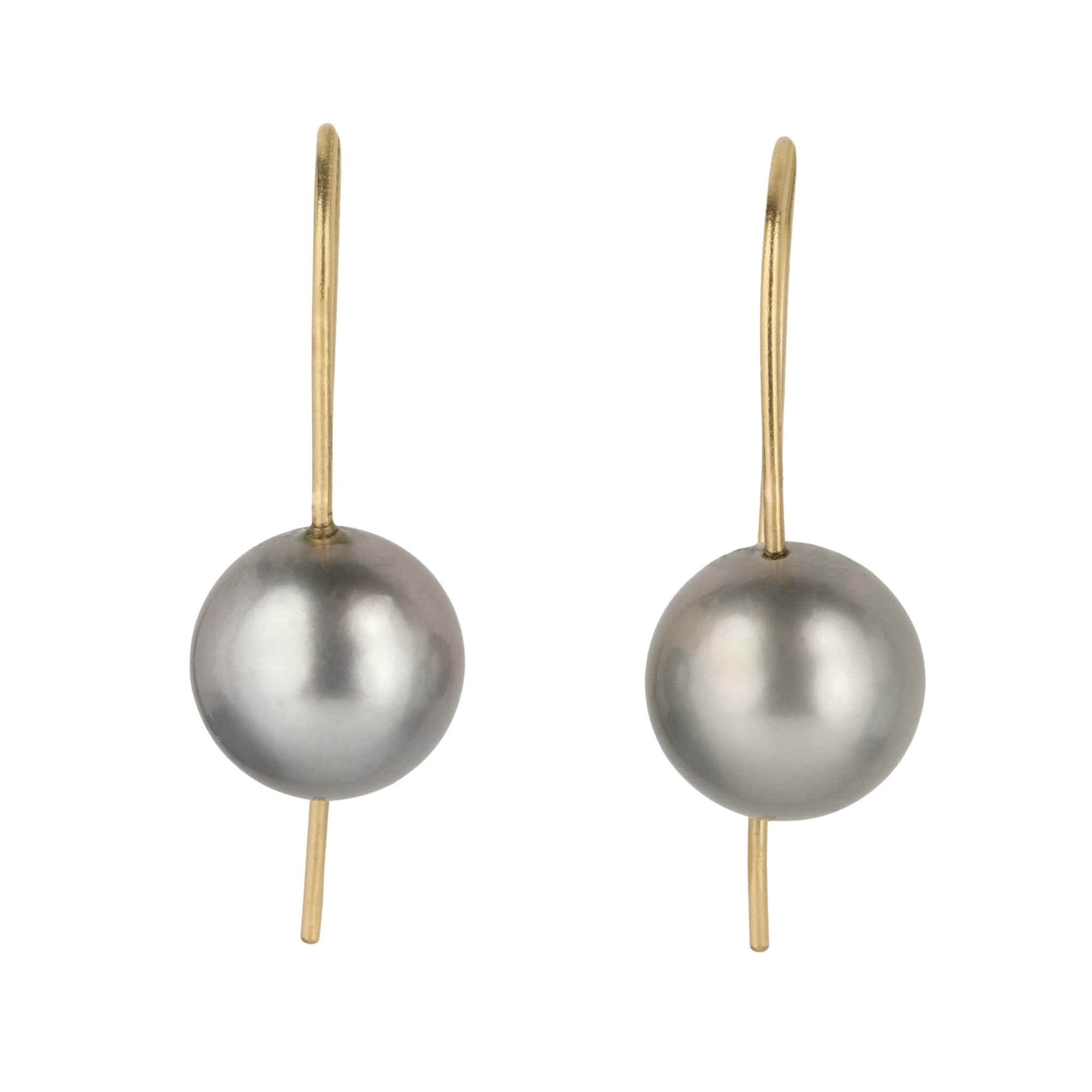 Rosanne Pugliese Tahitian Pearl Earrings on 14 Karat Yellow Gold Minimalist Ear Wires