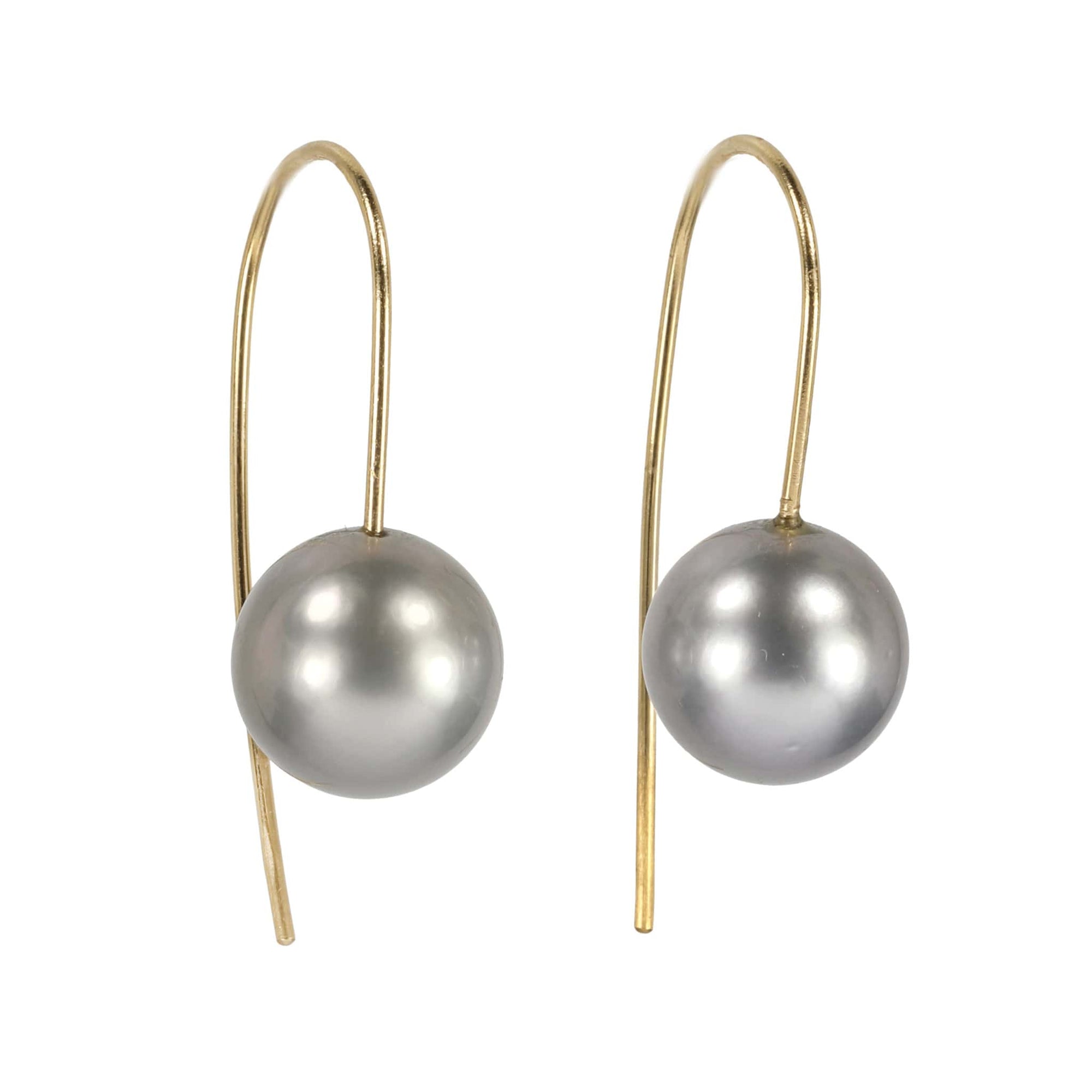 Rosanne Pugliese Tahitian Pearl Earrings on 14 Karat Yellow Gold Minimalist Ear Wires