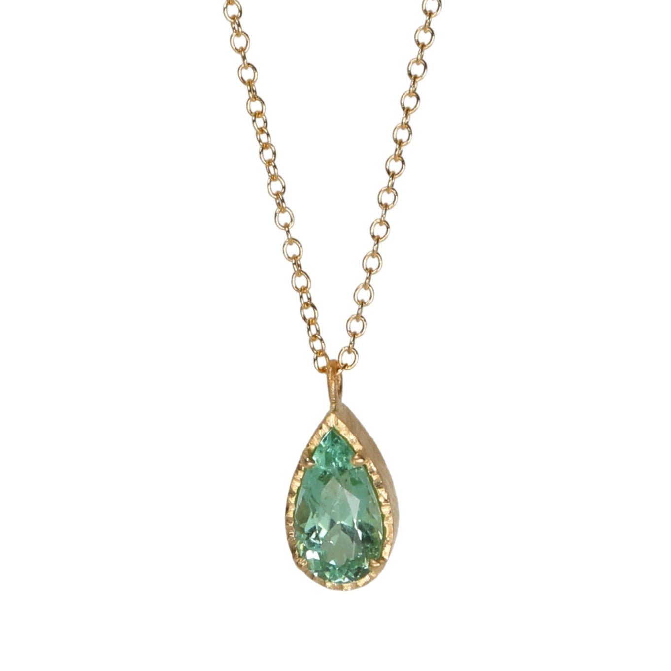 Teardrop Mint Green Tourmaline Necklace - Peridot Fine Jewelry - Yasuko Azuma