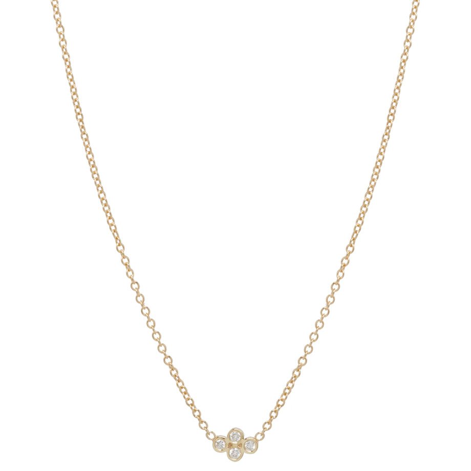 Zoe Chicco Tiny Diamond Quad Necklace on Gold Chain