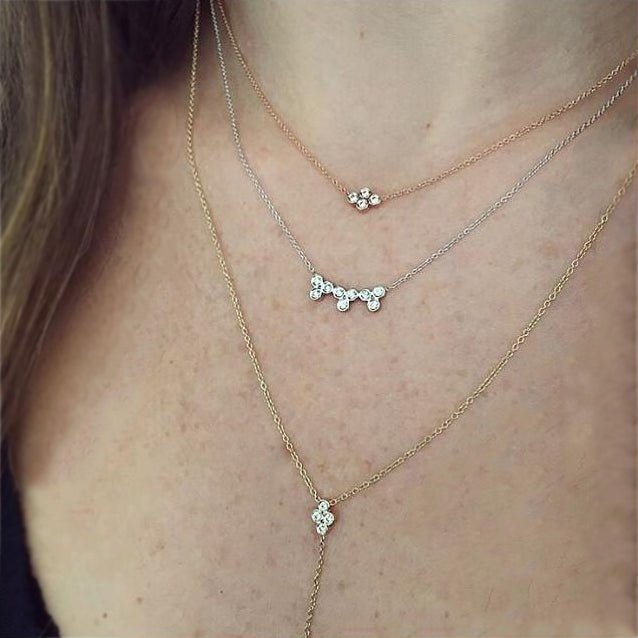 Zoe Chicco Tiny Diamond Quad Necklace on Gold Chain