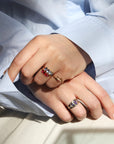 Triple Marquise Tanzanite "Plate" Ring with Diamond Details - Peridot Fine Jewelry - Celine Daoust