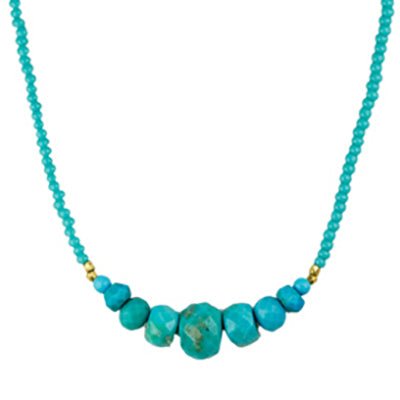 Debbie Fisher Turquoise Rondelle Station Beaded Necklace