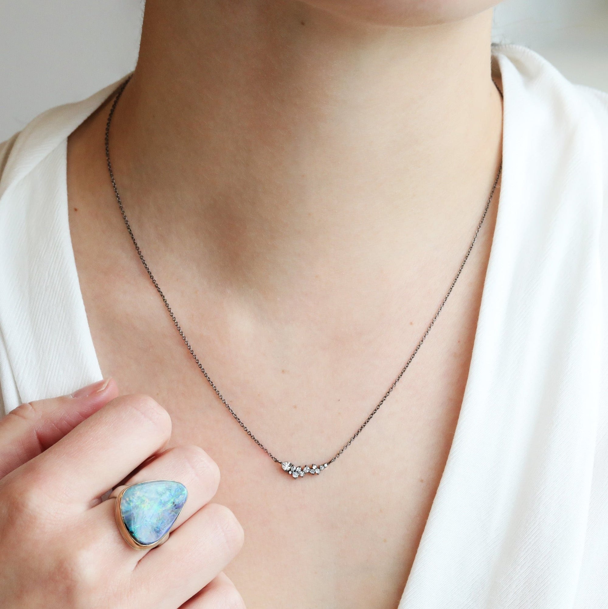 Vertical Asymmetrical Boulder Opal Ring - Peridot Fine Jewelry - Jamie Joseph