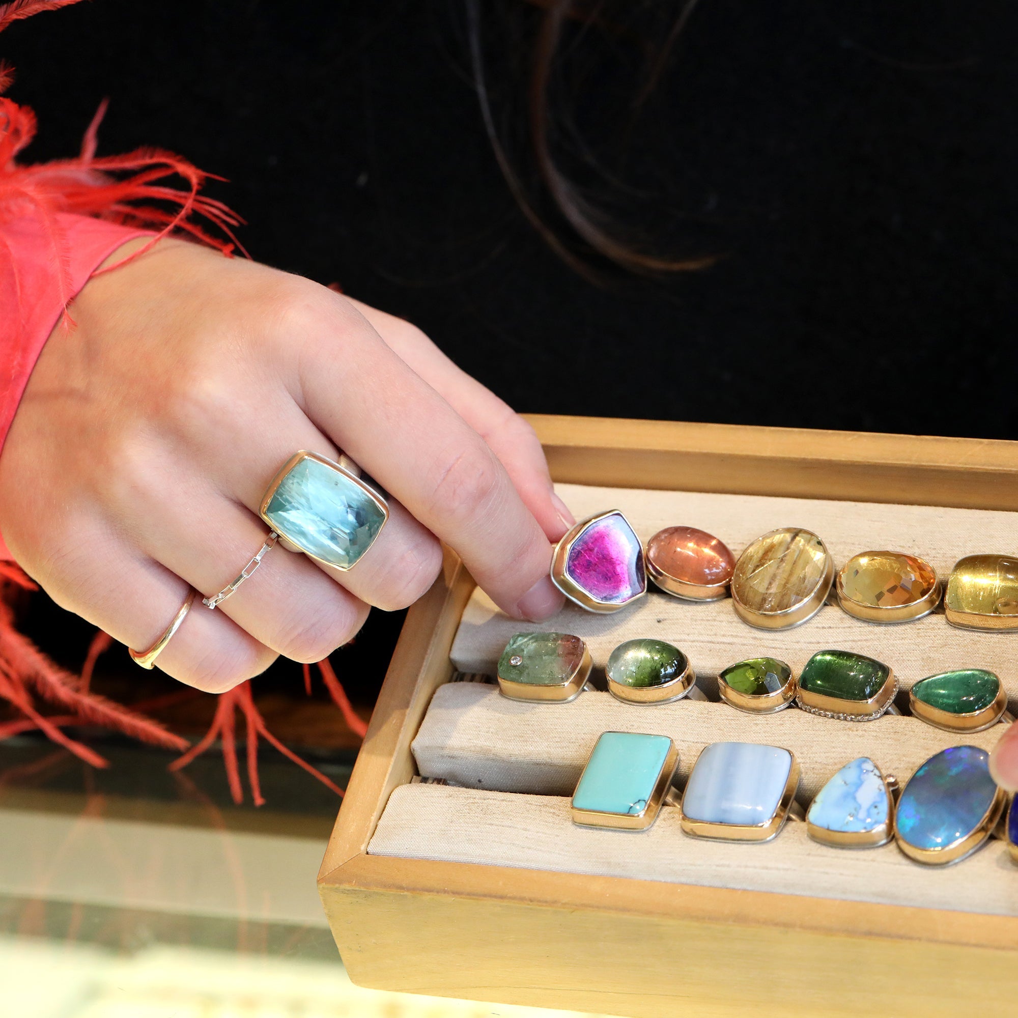 Jamie Joseph Vertical Rectangular Inverted Aquamarine Ring