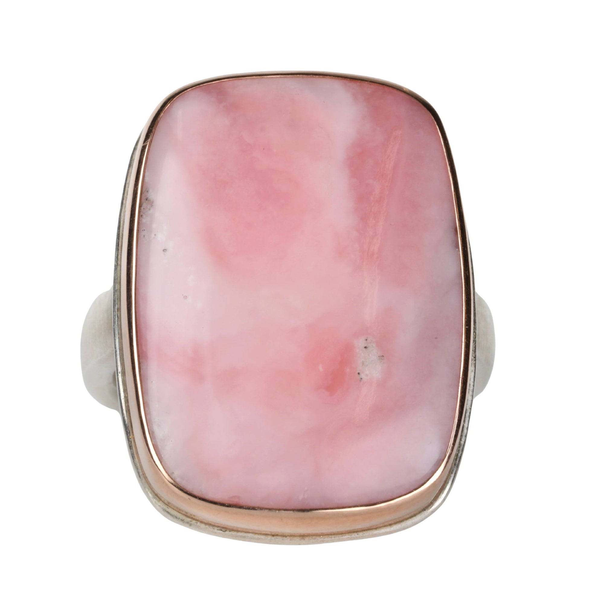 Vertical Rectangular Pink Peruvian Opal Ring - Peridot Fine Jewelry - Jamie Joseph