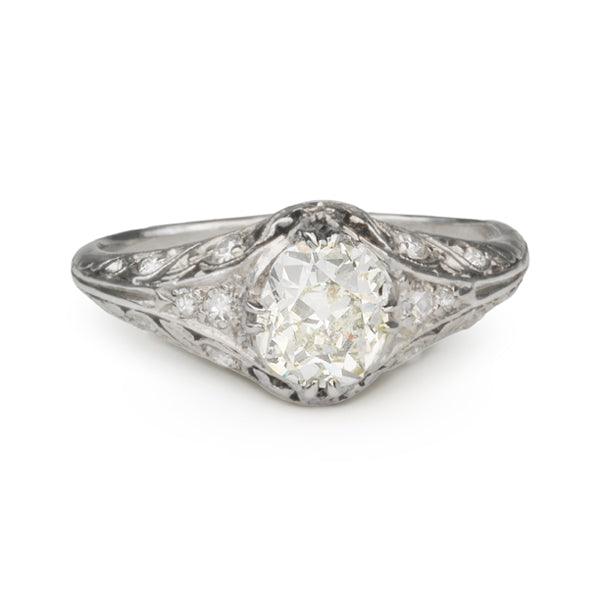 Vintage Collection Vintage Platinum Ring with Oval Cushion-Cut Diamond Engagement Ring