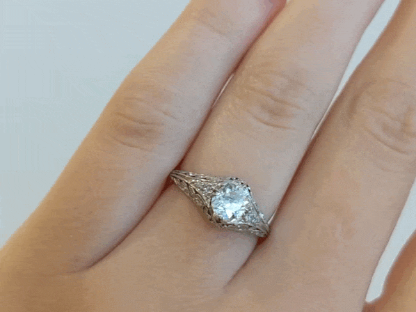 Vintage Collection Vintage Platinum Ring with Oval Cushion-Cut Diamond Engagement Ring