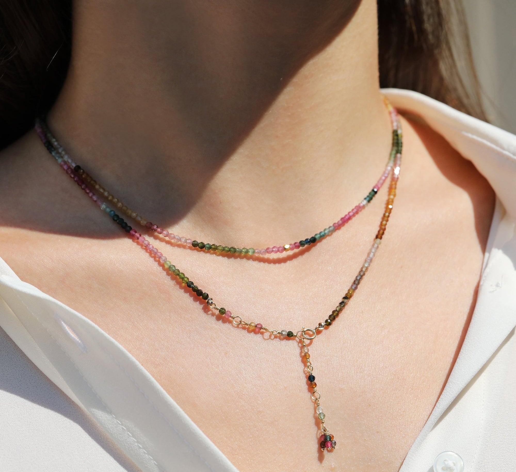 Anne Sportun Watermelon Tourmaline Beaded Wrap Bracelet