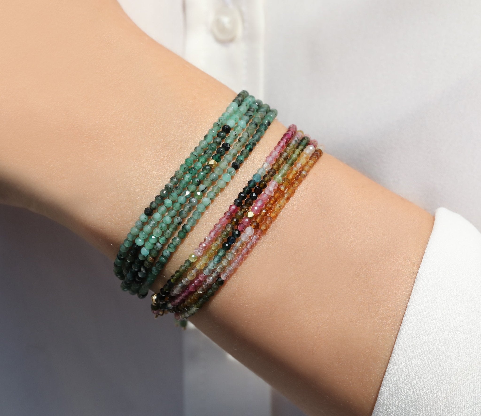 Anne Sportun Watermelon Tourmaline Beaded Wrap Bracelet