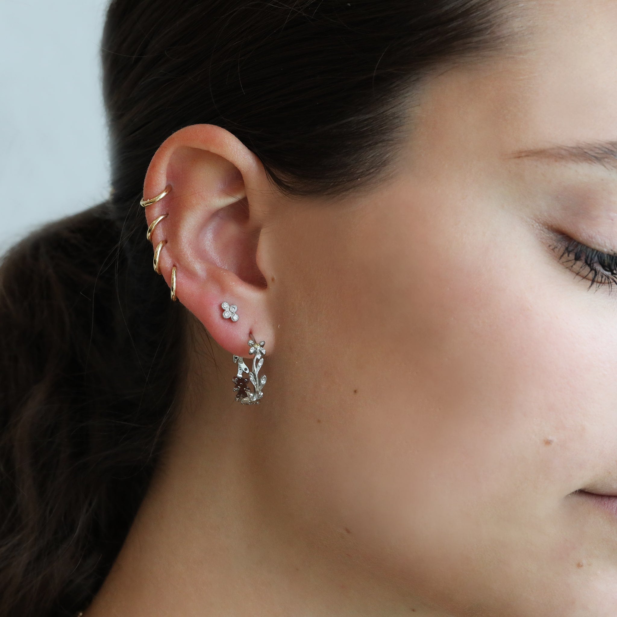 Jacquie Aiche White Gold and Four Diamond &quot;Cluster&quot; Post Earring