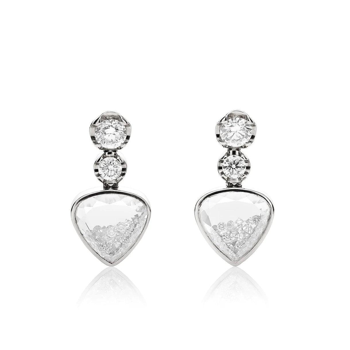 White Gold Diamond &quot;Menina&quot; Earrings with Diamond &quot;Shake&quot; - Peridot Fine Jewelry - Moritz Glik