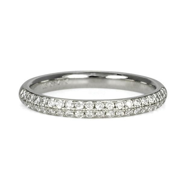 White Gold Double Row Half Pave Diamond Ring