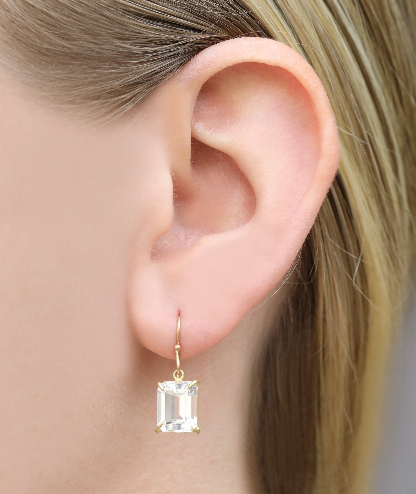 Rosanne Pugliese White Topaz Emerald Cut Earrings